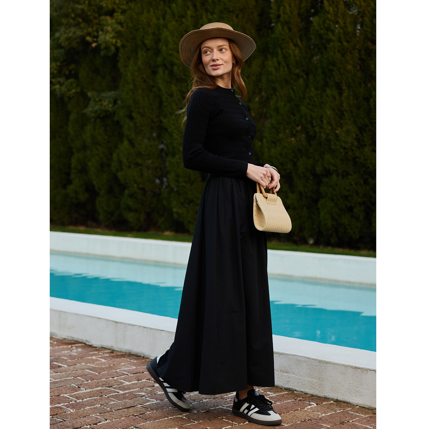 Robe sans manches AP SS26 pour femme, jupe à taille élastique, cardigan en maille torsadée, vêtements élégants