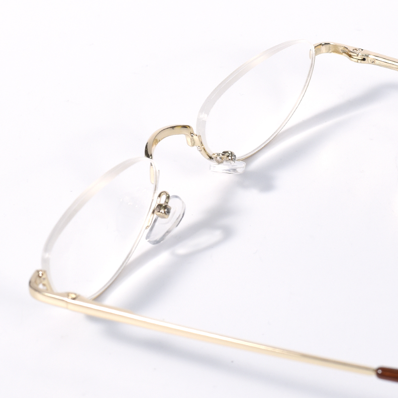 Lunettes de lecture rondes vintage à monture dorée pour hommes, demi-monture ronde pour femmes, anti-lumière bleue, avec charnière à ressort +125+175+225