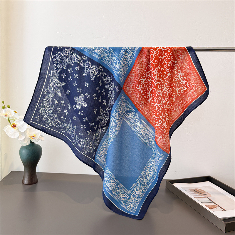 Hijab en coton imprimé paisley tendance 65*65cm pour femmes, foulard pour la tête, printemps automne, foulard doux, bandana, foulard carré