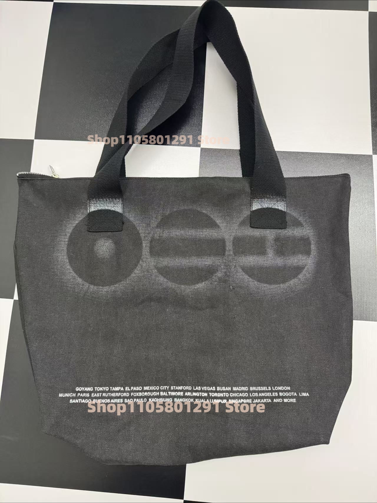 Sac cabas en toile imprimé noir et rouge, grande capacité, motif lettres Arirang 2026, sac à bandoulière, pince à cheveux style Arirang