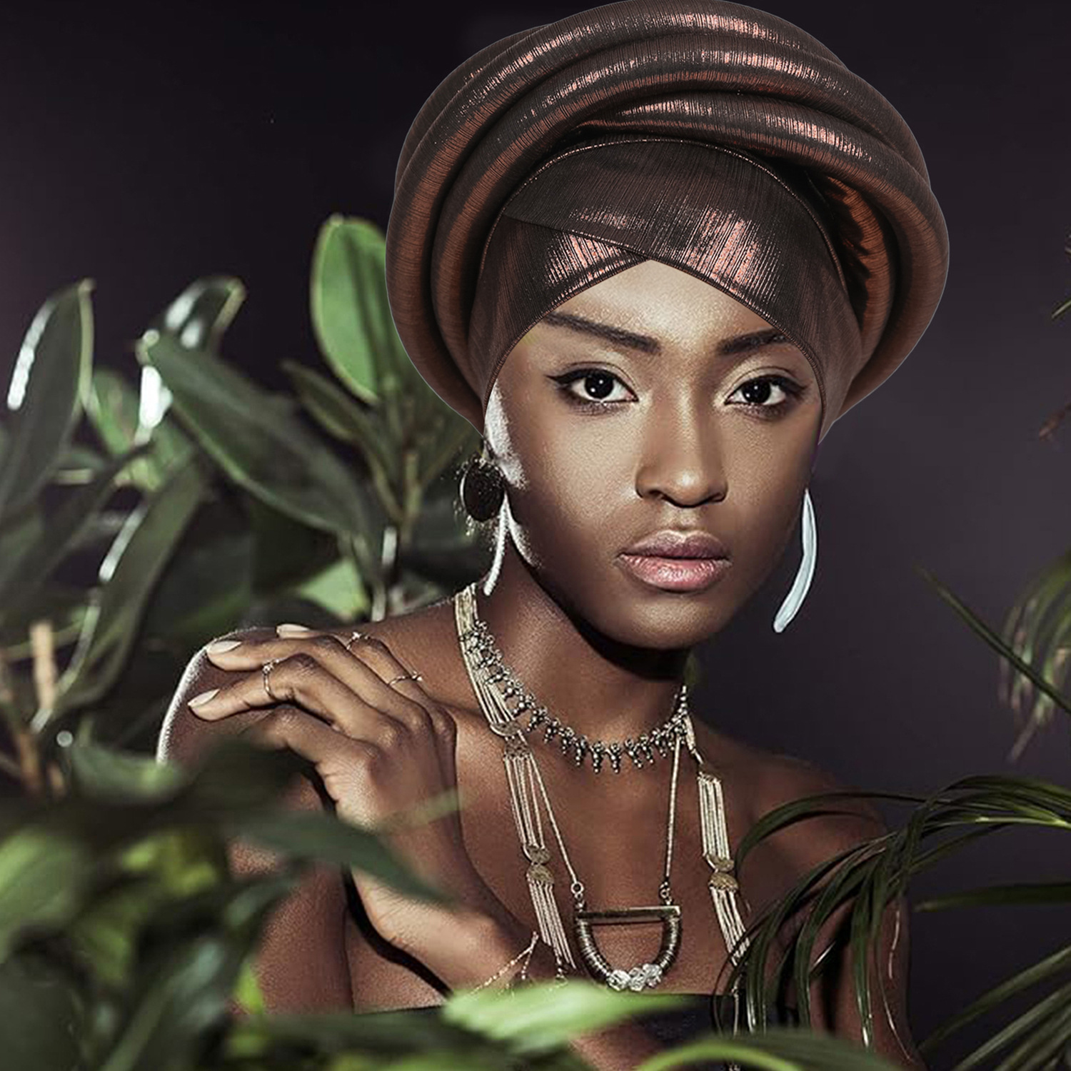Turban africain brillant pour femme, bonnet élastique torsadé, foulard auto-attachant, couvre-chef pour mariage et fête