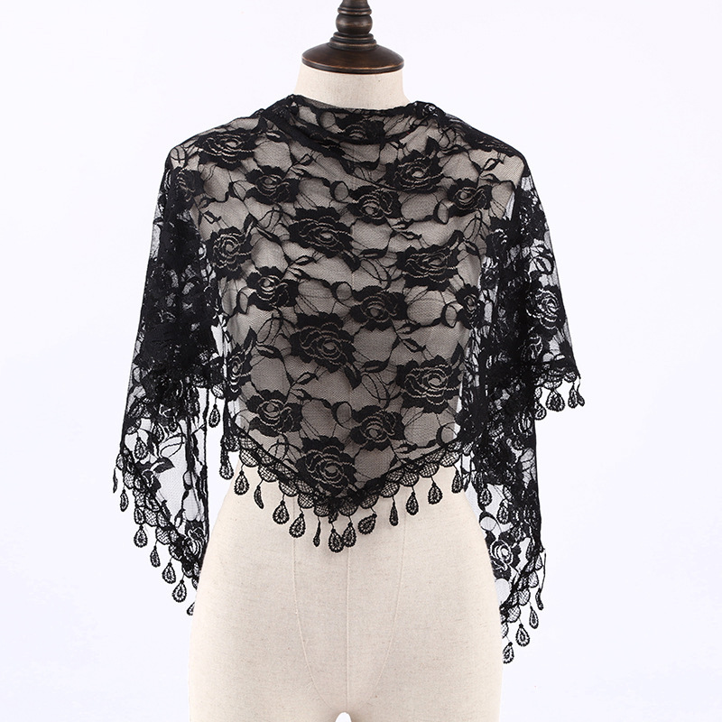 Châle d'été pour la prière, voile en dentelle, écharpe en soie, bandana, mantille de mariage, hijab blanc brodé pour femme
