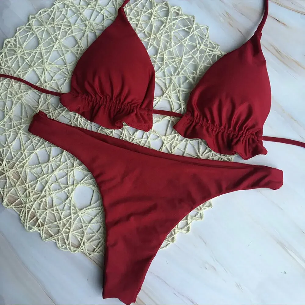 Été brésilien Bikini ensemble pour femmes Sexy 2 pièces ensemble maillot de bain push-up haut bandeau string maillot de bain maillot de bain maillots de bain