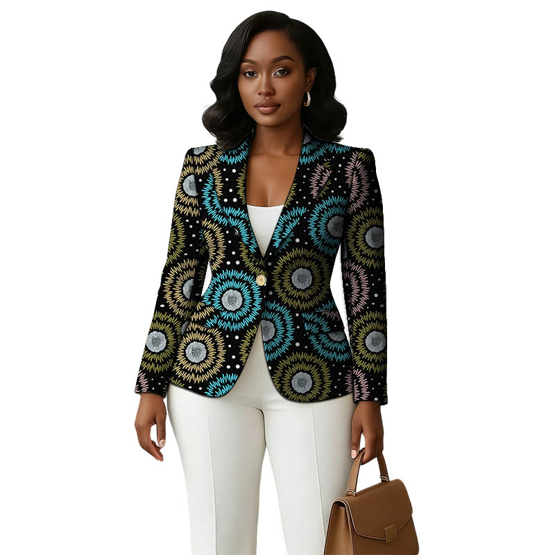 Blazer imprimé coloré pour femmes, Design Original, Couture africaine, vestes de costume, manteau fin élégant