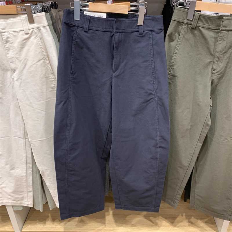 Pantalon droit décontracté pour femme, haute qualité, mode printemps-automne, Streetwear, couleur unie, ample, jambes larges, 2025