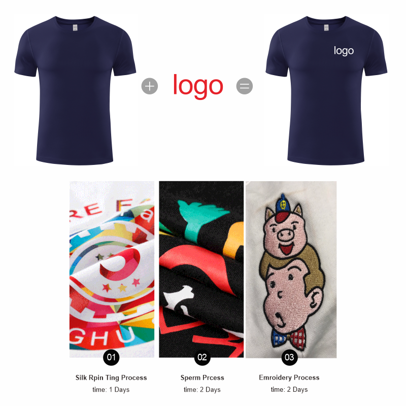 T-shirt de sport à séchage rapide, logo personnalisé, col rond, polyester, impression de broderie en Y, conception personnelle, vêtements de marque, kaising, 7 couleurs