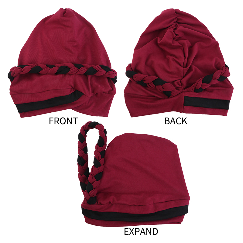 Femmes bohême imprimé tresse Turban Bonnet Hijab casquettes foulard pour musulman intérieur Hijabs Femme Musulman arabe Wrap Turbantes