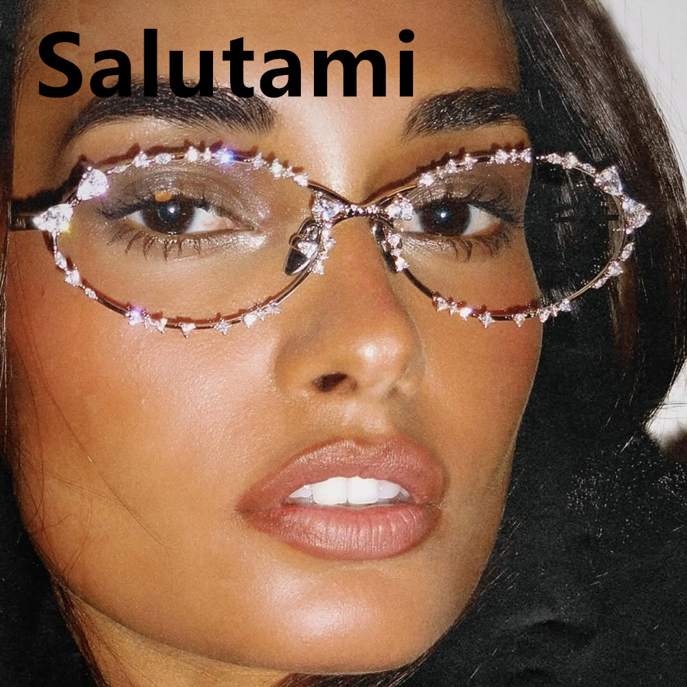 Petites lunettes de soleil ovales brillantes en cristal pour femmes, nouvelle mode en alliage strass, lunettes de soleil de luxe pour dames, nuances rondes sexy pour la conduite