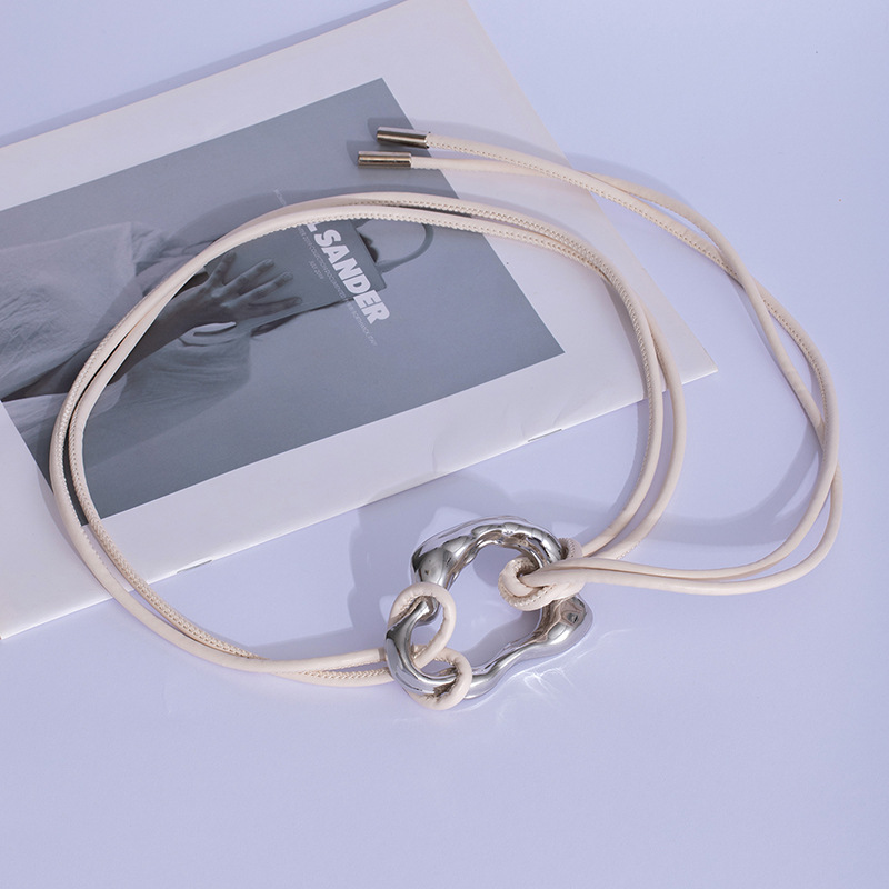 Ceinture en cuir souple nouée pour femmes, boucle en métal, ceinture fine pour manteau, pull, robe, accessoires de mode