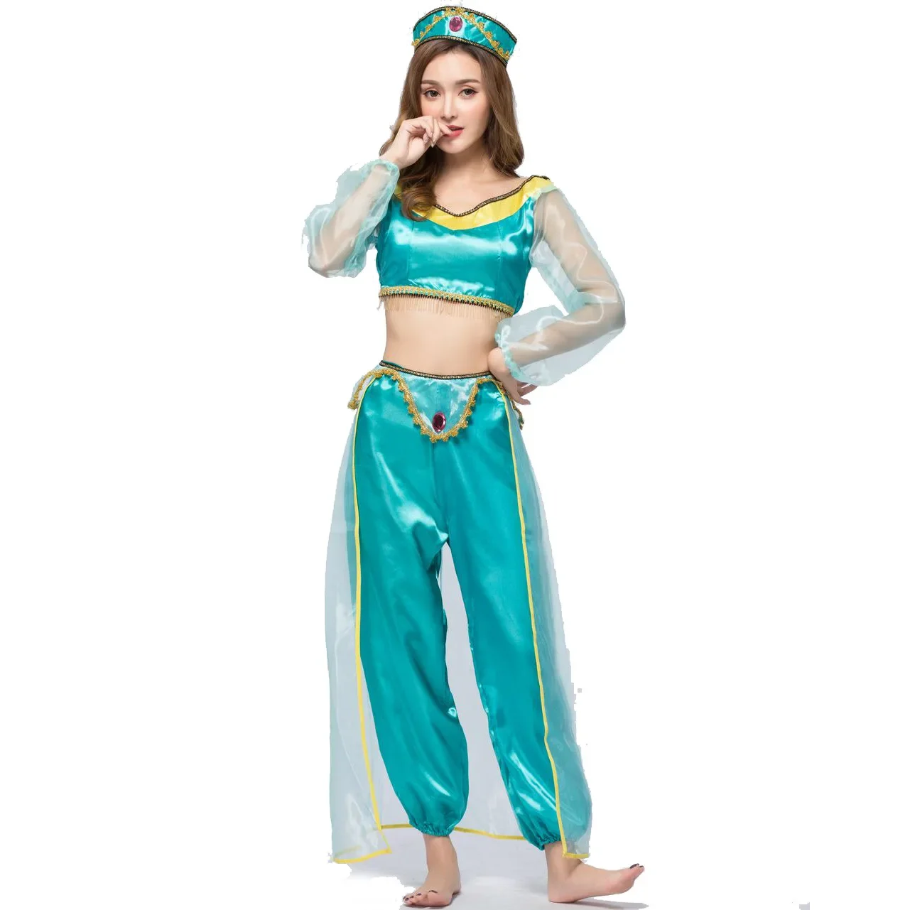 Costumes de Princesse Arabe, Tenues de Danse Indienne Brodé Bollywood, Déguisement de Jasmines pour Fête, Halloween, Cosplay