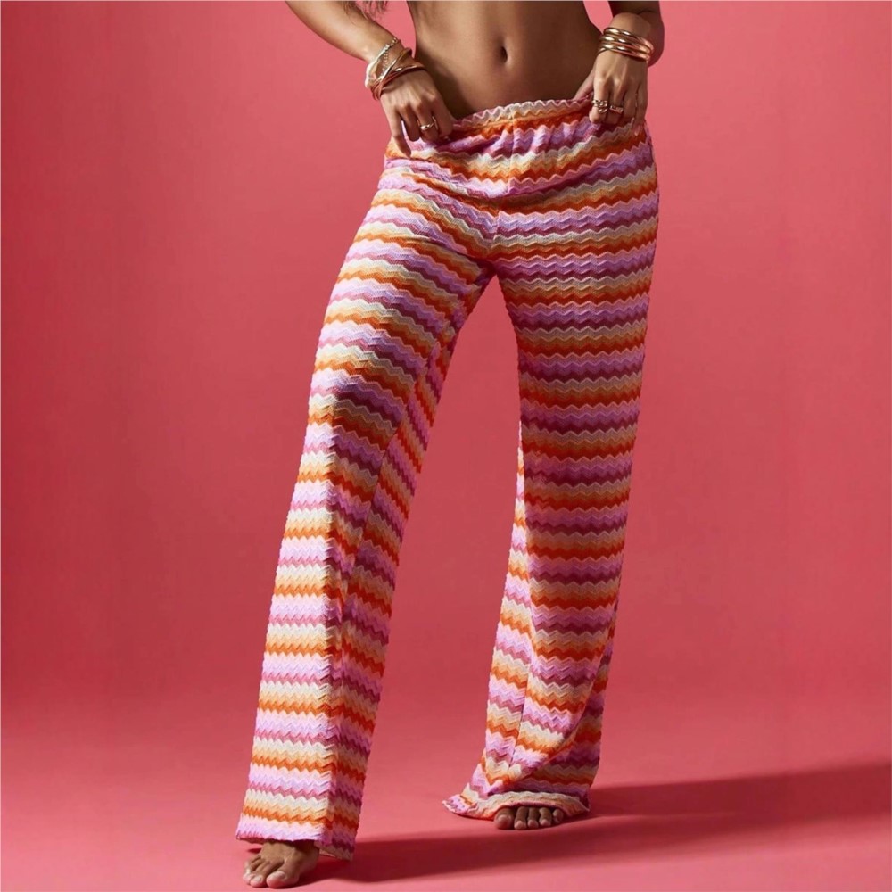 Pantalon décontracté pour femme, coupe ample à jambes larges, vêtements de maison, tenue décontractée, rayé contrastant, confortable, polyvalent et tendance