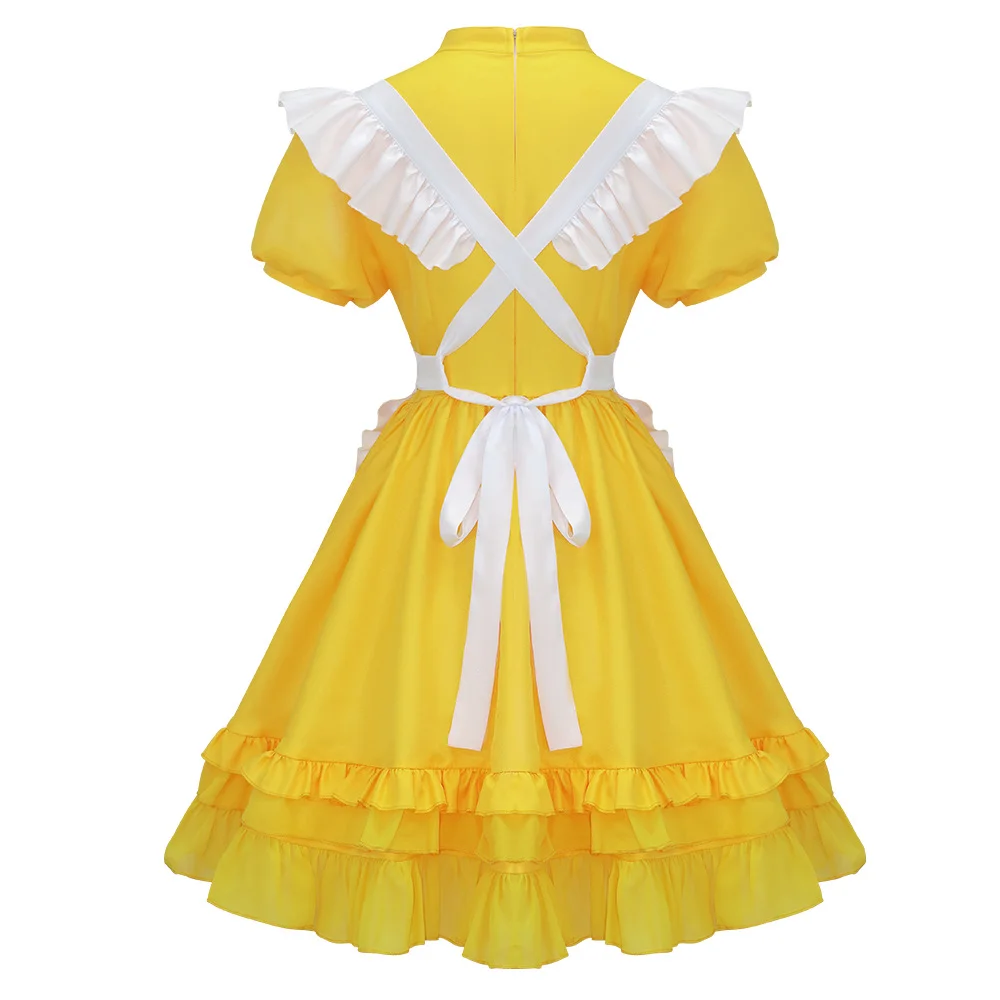 Jeu FNAF Chica Cosplay Lolita Costume femme robe jaune avec tablier tenue de fête d'halloween