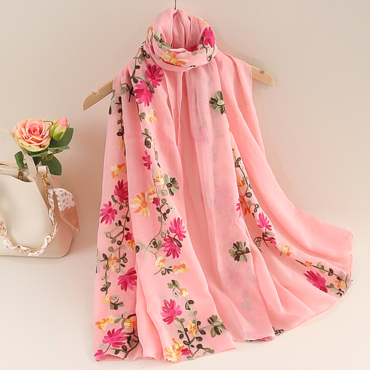 Écharpe longue en coton et lin pour femmes, châle de protection solaire de voyage brodé à double usage, Style National littéraire, printemps et été