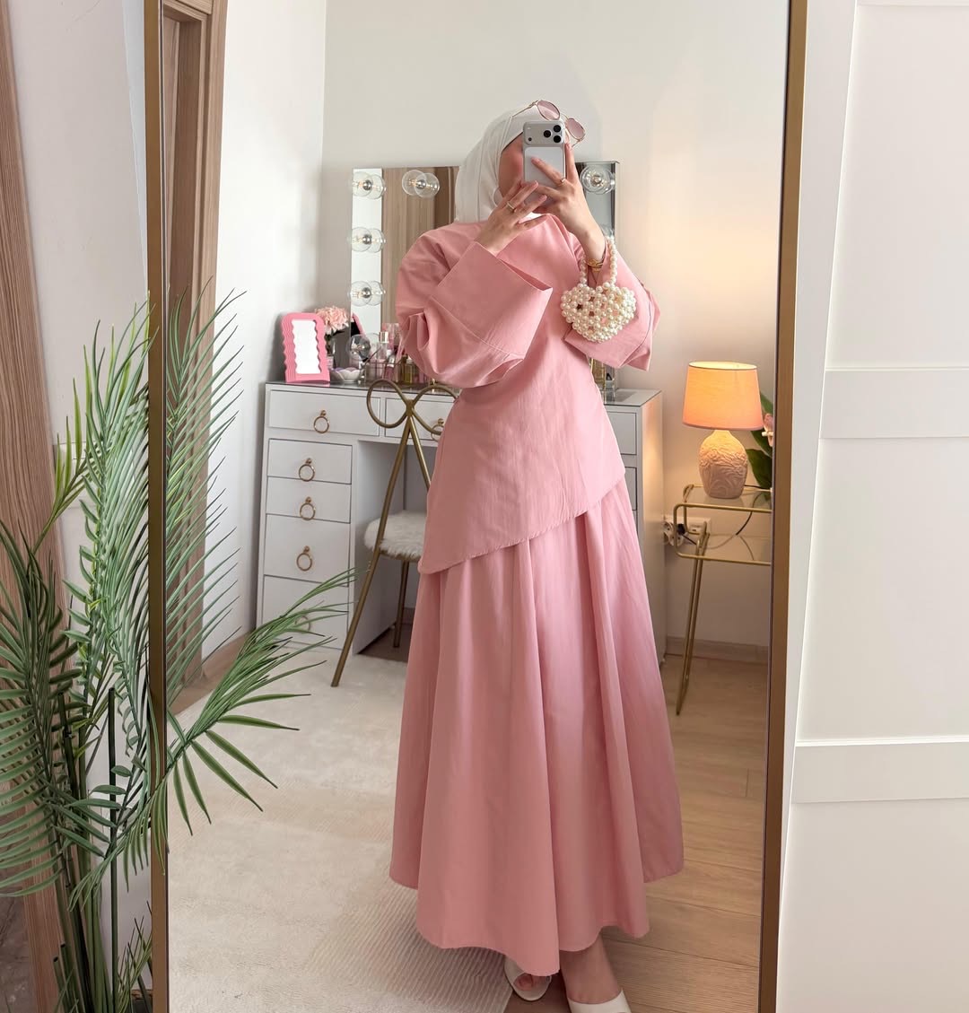 Ensemble 2 Pièces Haut et Jupe pour Femme, Tenue de Fête Musulmane, Blouse et Jupe, avec Ceintures, pour l'Aïd, le Ramadan, style Maroc, Dubaï, Islam, Arabe