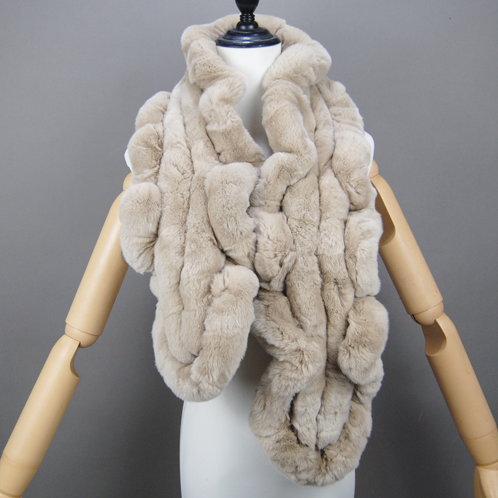 Nouveau extérieur épais double face à volants longue écharpe Rex lapin fourrure écharpe femmes hiver chaud véritable rex lapin fourrure col foulards