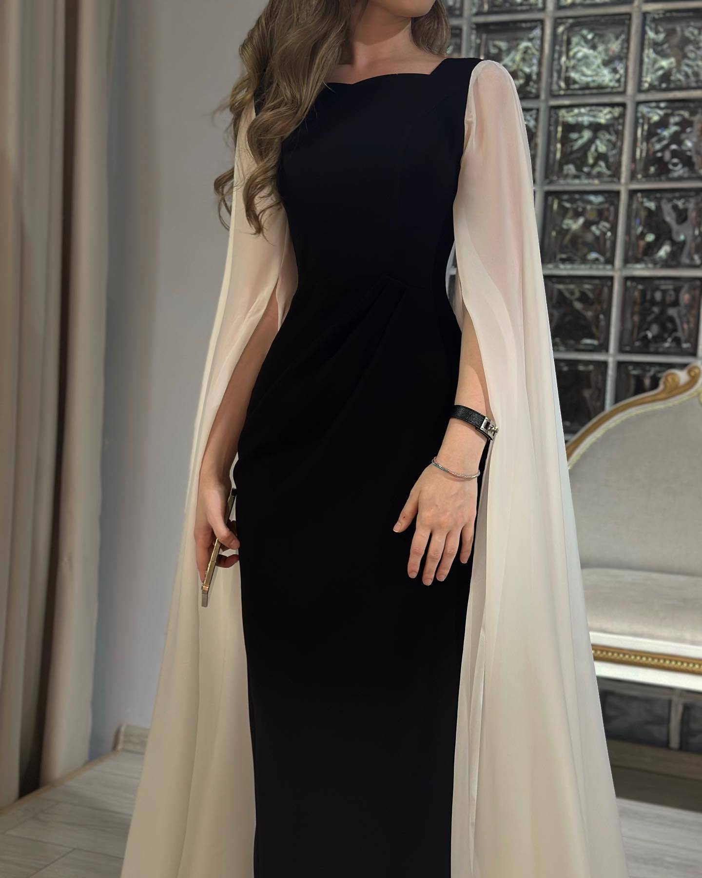 Manches châle noir longues robes pour femme élégant mince soirée longue robe robes robe de bal 2025 nouveau