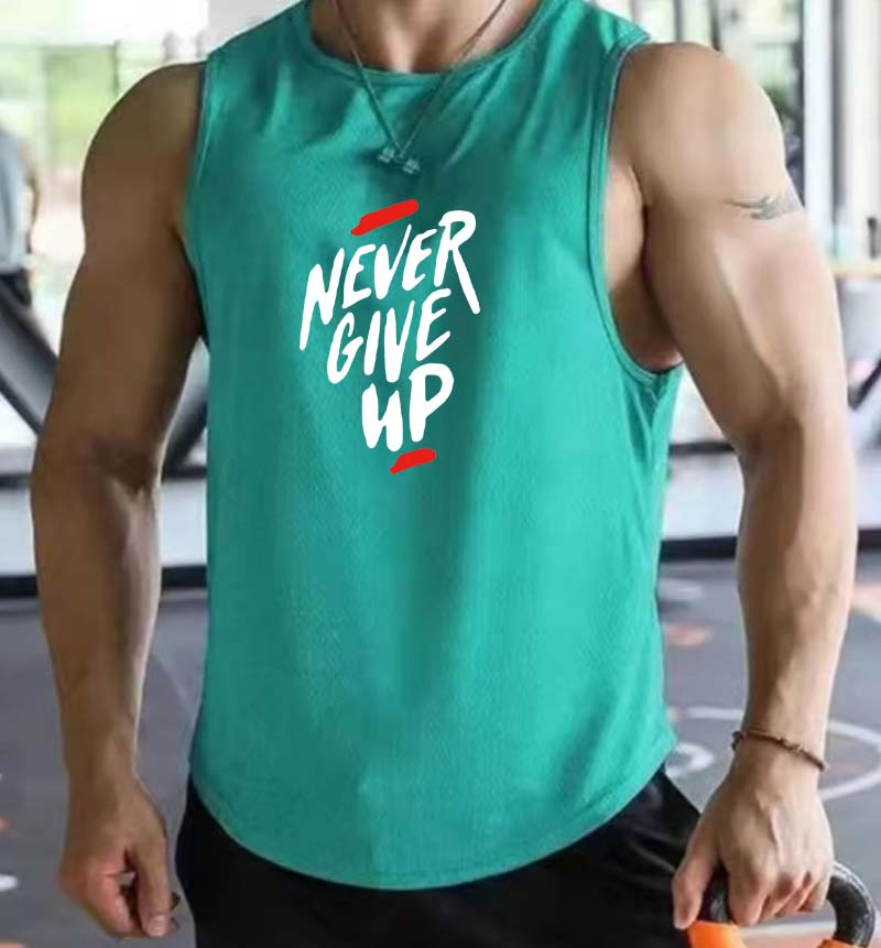 Débardeur de sport pour homme, été, fitness, musculation, respirant, anti-humidité, ample, sans manches, séchage rapide, entraînement, imprimé lettres