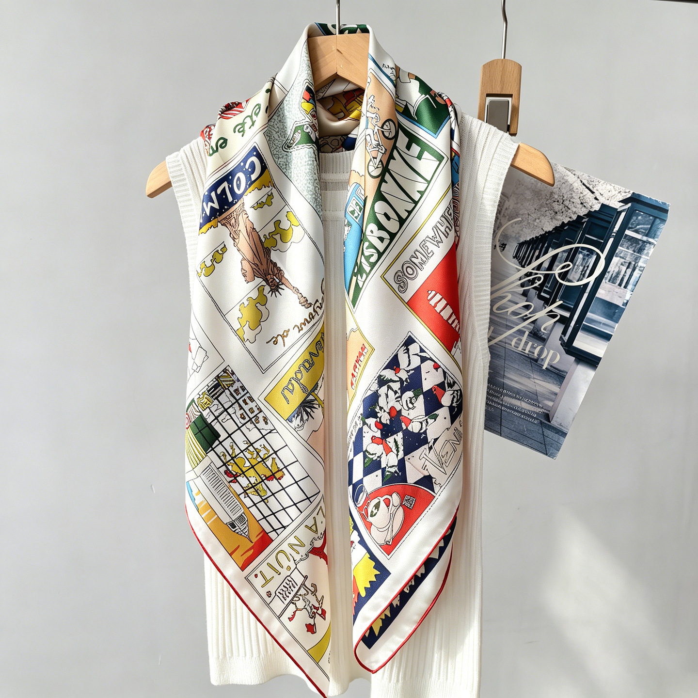 Foulard en Soie de Mûrier 14MM 90CM, Foulards de Luxe, Châles à Bordures Roulées à la Main, Bandanas, Hijab, Foulards Carrés en Twill pour la Tête et le Cou