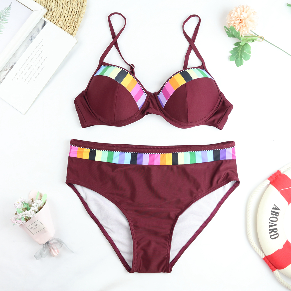 2024 nouvelles femmes maillot de bain Sexy femmes taille haute maillot de bain bikini femme deux pièces maillots de bain imprimé Bikinis ensemble maillot de bain