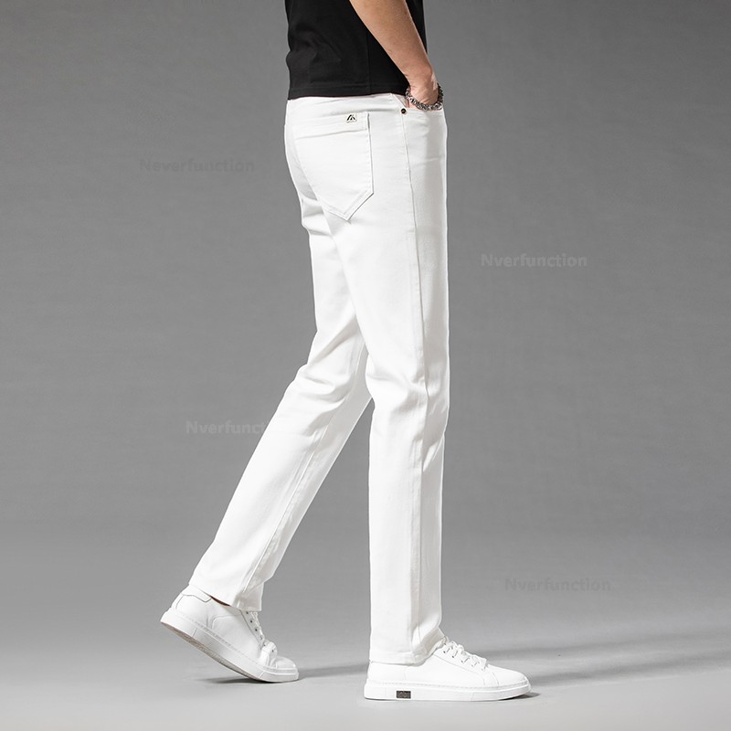 Jean Slim Blanc de Luxe pour Homme, 98% Coton, Vêtements Masculins Décontractés, Denim Droit, Nouvelle Collection Printemps Été