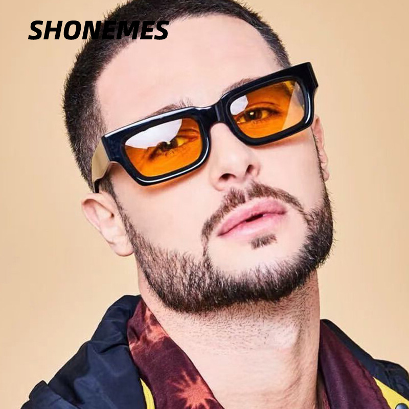 SHONEMES lunettes de soleil carrées élégantes hommes femmes monture épaisse nuances extérieur UV400 lunettes de soleil marron noir Orange pour unisexe