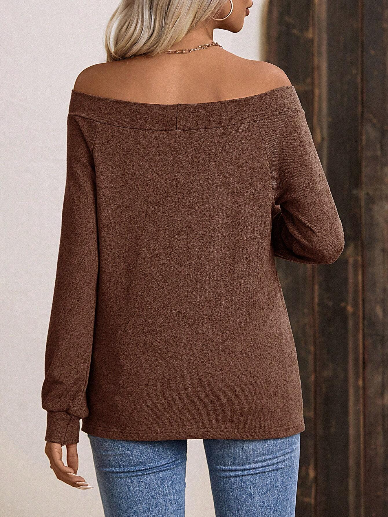 T-shirt de couleur unie à épaules dénudées pour femme