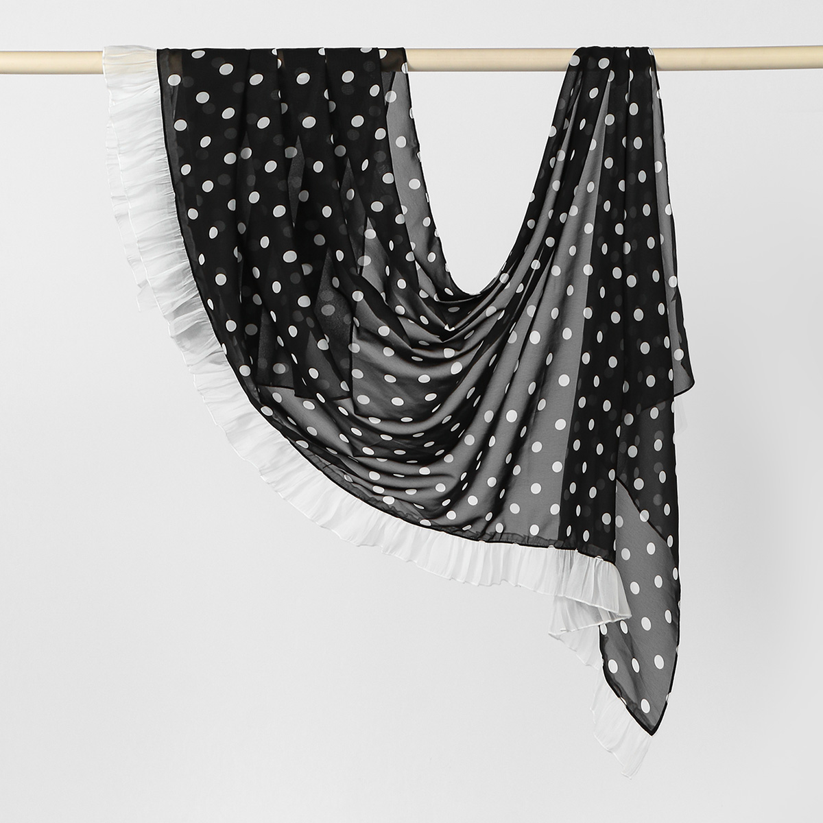 Nouveaux hijabs en mousseline à pois pour femmes, foulard élégant à volants, couvre-chef musulman pour le Ramadan, hijab islamique