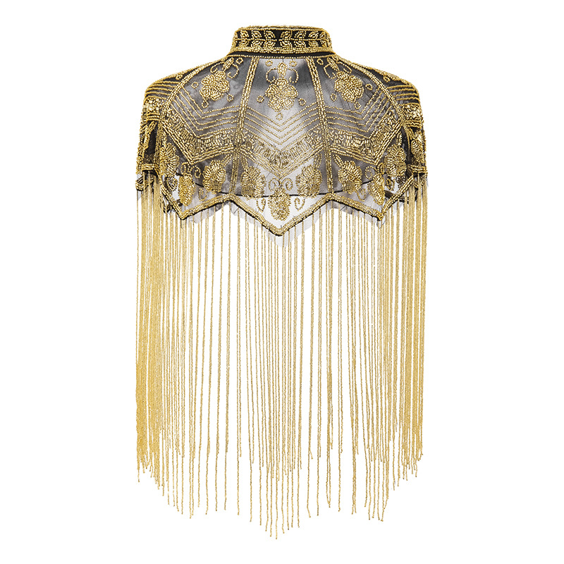Cape vintage à franges et sequins style Charleston des années 20, châle d'épaule Art Déco pour femme, idéal pour mariage, bal de promo, soirée de gala