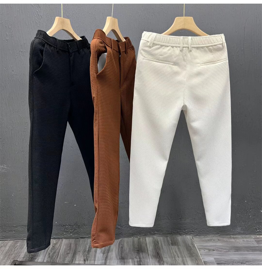 2025 nouveau pantalon de costume solide pour hommes de haute qualité printemps Style coréen poche gaufre crayon pantalon homme d'affaires pantalon décontracté