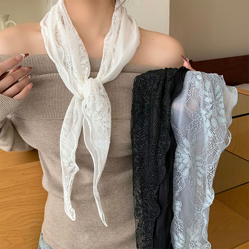 Écharpe triangulaire en dentelle patchwork pour femme, foulard polyvalent et tendance pour le cou, bandeau polyvalent, écharpe de taille