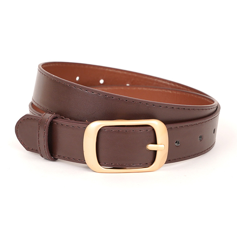 Ceinture pour femme, ceinture polyvalente de haute qualité, ceinture en cuir de vache véritable, boucle simple, ceinture décorative tendance pour jeans