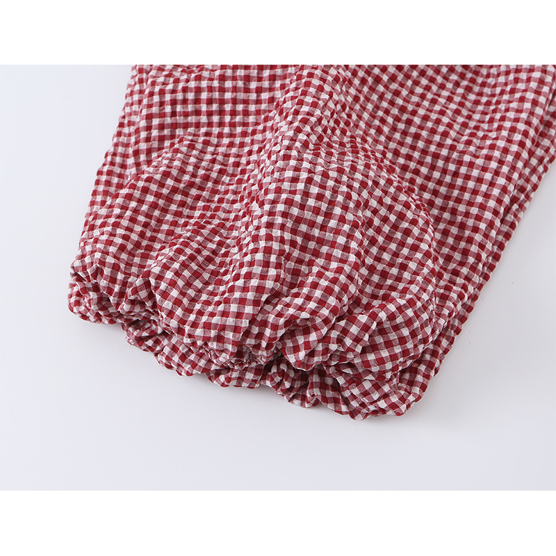 Pantalon Bloomers à cordon de serrage à carreaux rouges pour femmes, taille haute, coupe ample, pantalon d'été, sorties décontractées