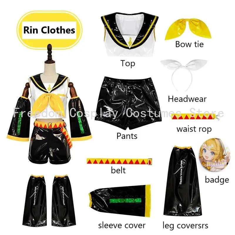 Costume de Cosplay Anime Kagamin Len/Rin, uniforme Rin Kagamin, tenues Len, manches incluses, Leggings, couvre-chef pour tenues de bande dessinée