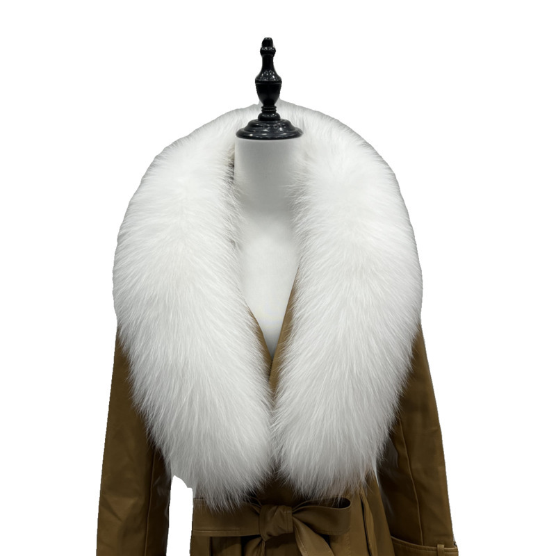 2024 réel col de fourrure de renard hiver femmes 100% écharpe de fourrure naturelle châles de fourrure de fourrure cou chaînes chaudes écharpes en peluche manteau veste col
