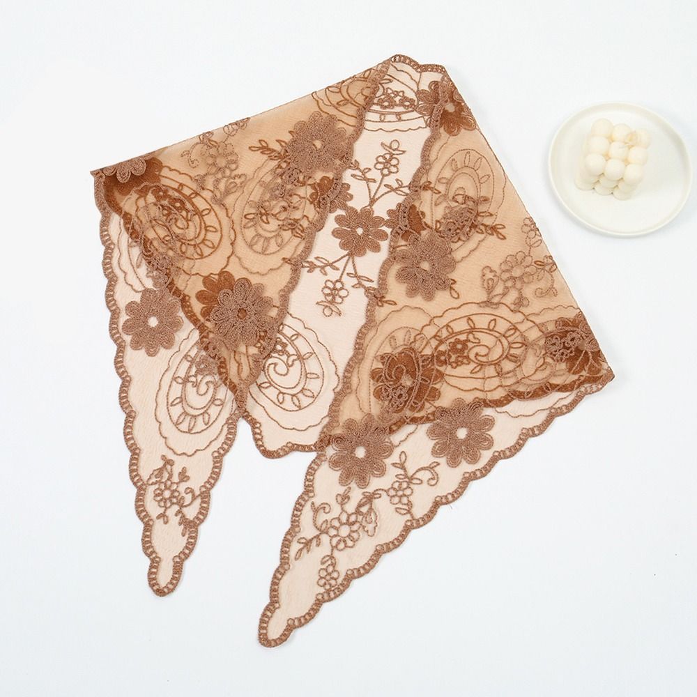 Foulard de tête vintage en dentelle à fleurs, fin et mignon, style chic bohème, écharpe triangulaire pour photographie