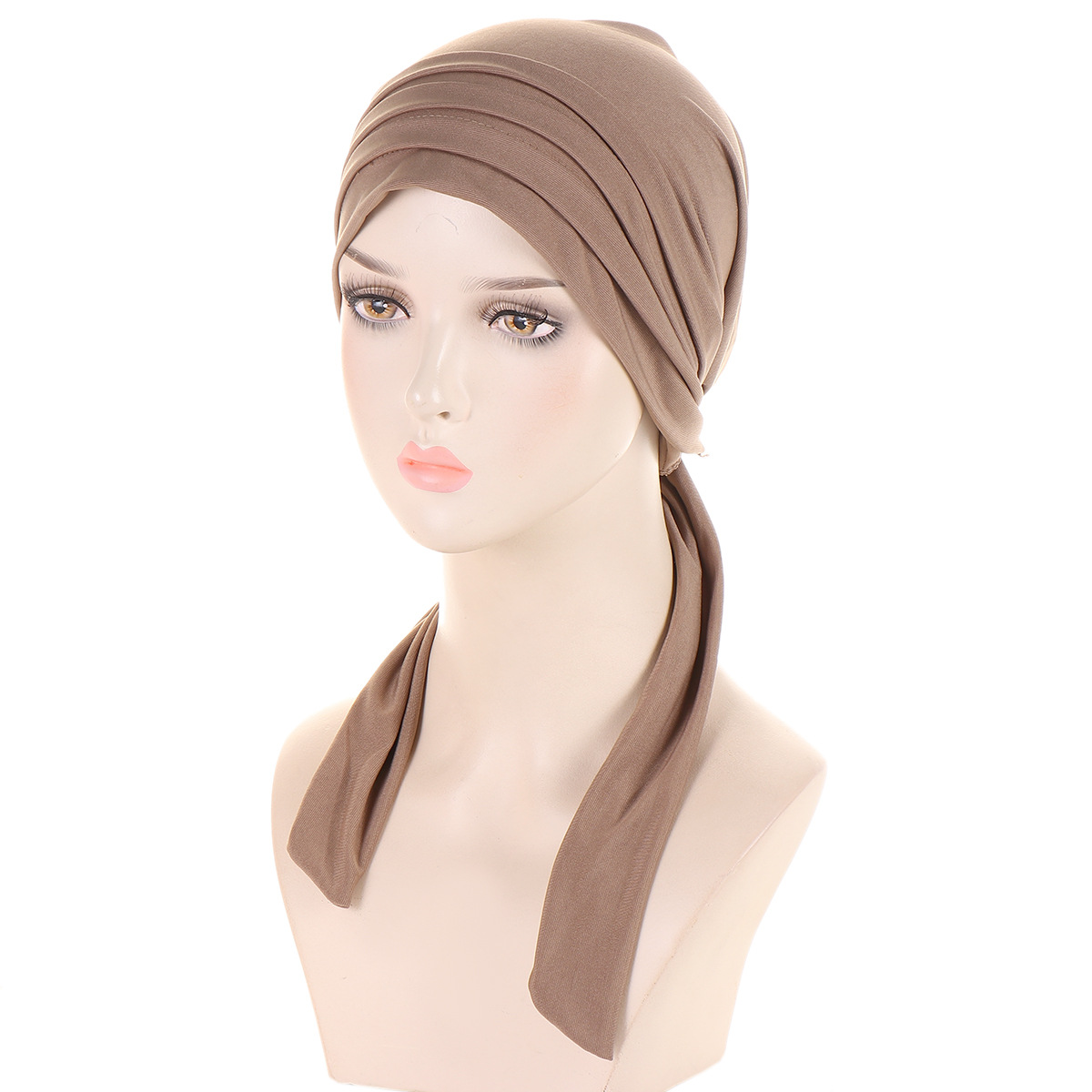 Chapeaux Hijab Turban de couleur unie pour Ramadan, enveloppes de tête à longue queue, chapeaux musulmans élastiques, casquette de chimio respirante pour femmes et filles