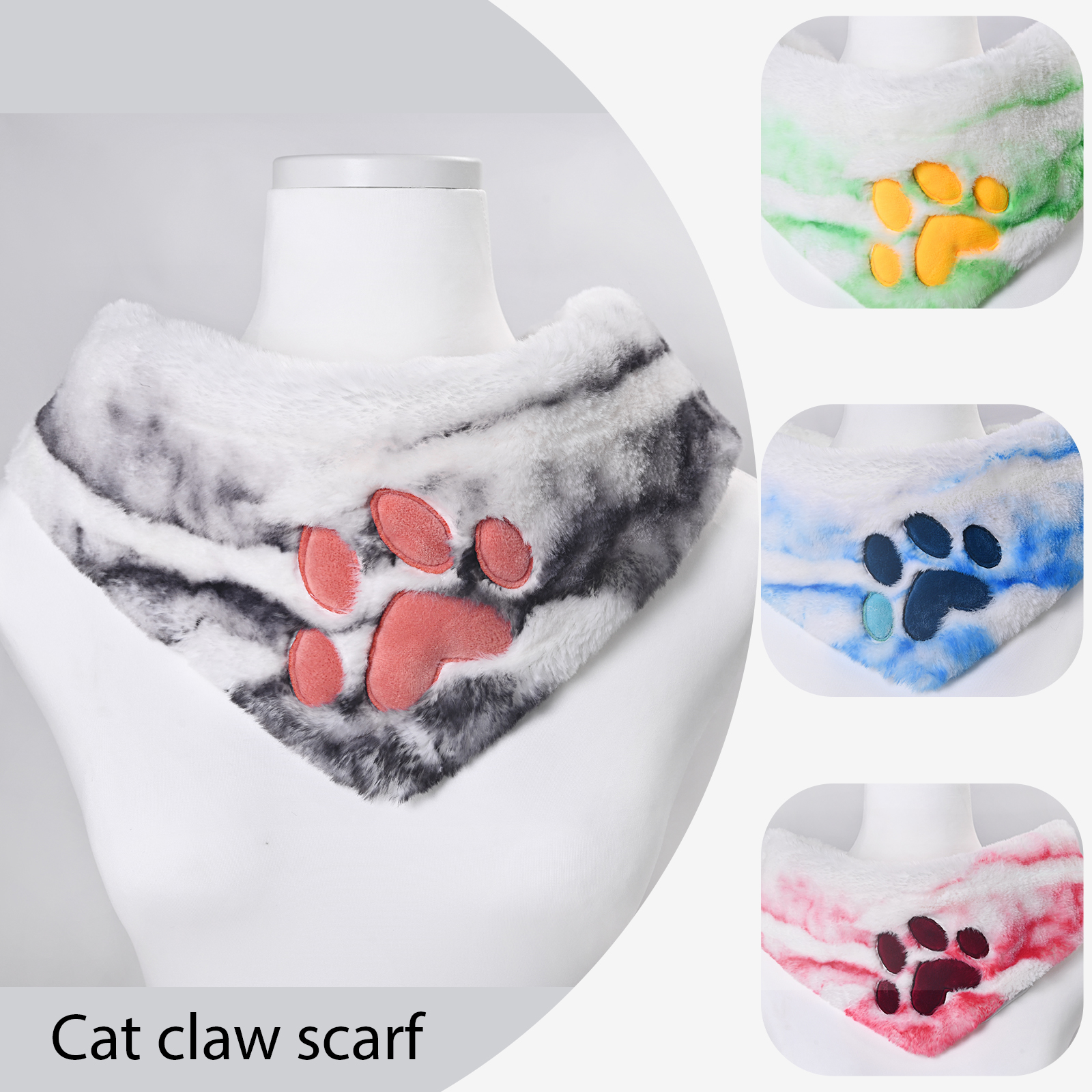 Écharpe triangulaire en fausse fourrure avec motif patte, accessoire de cosplay pour costumes Furry