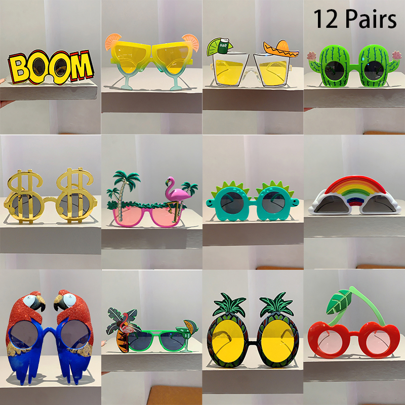 12 paires par ensemble lunettes de soleil de plage mignonnes 2025 hommes drôle vacances d'été nuances décoratives femmes Design de mode lunettes de soleil Rave