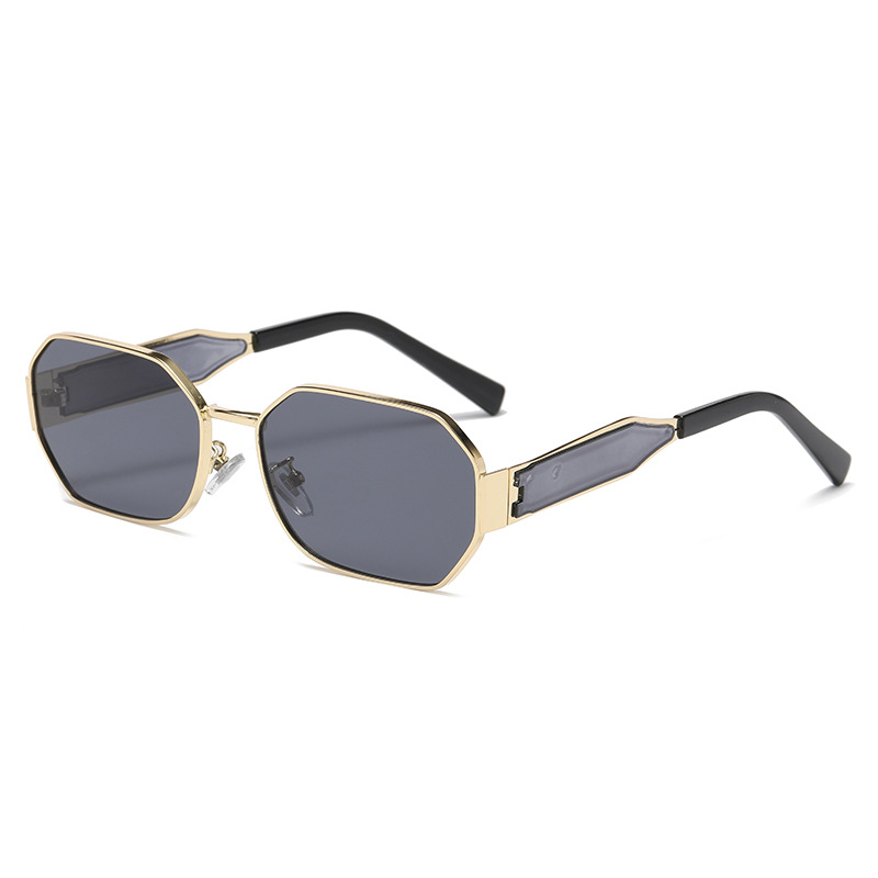 Lunettes de soleil rectangulaires en métal rétro pour hommes et femmes, lunettes de soleil populaires, lunettes noires, mode vintage, nouveau design