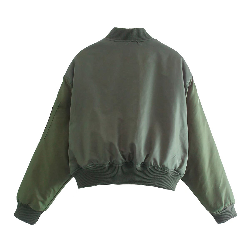 Mn-Blouson Bombardier Vert à Manches sulfpour Femme, Vêtement d'Extérieur à Fermeture Éclair, à la Mode, pour Automne et Hiver