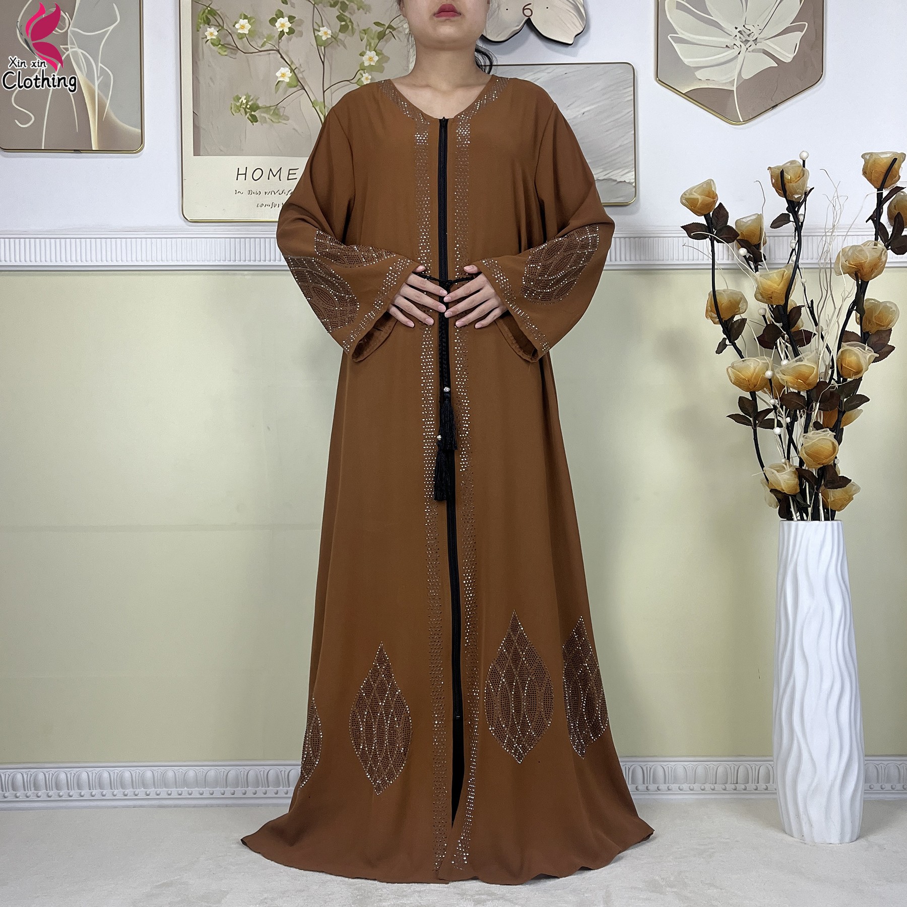 Nouvelle robe de soirée élégante musulmane de Dubaï 2025, abaya à fermeture éclair, vêtements islamiques pour femmes, manches longues, tissu en mousseline ample, robe africaine