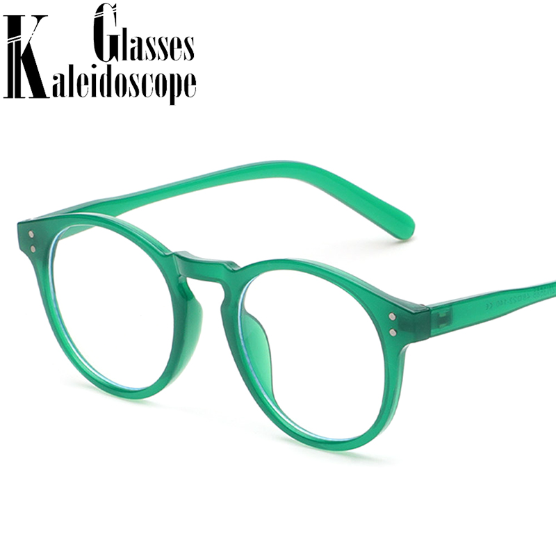 Anti lumière bleue lunettes rondes cadre femmes hommes Vintage lunettes rondes vert lunettes ordinateur myopie optique lunettes cadres