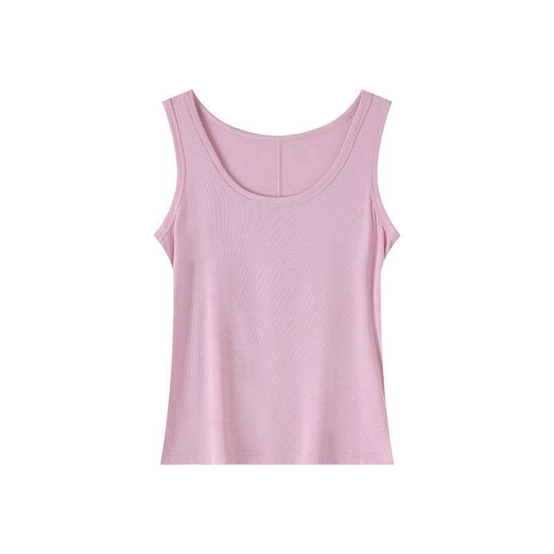 Débardeur Femme Col U en Mélange Tencel et Laine, Coupe Slim, Sans Manches, Couleur Unie, pour Superposition, Camisole Basique d'Été