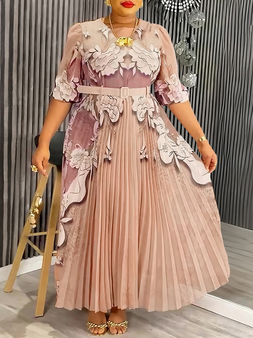 Robes en Chiffon Imprimé pour Femmes – Robe de Soirée, de Bal ou de Mariage – Collection Été-Automne 2026 – Vêtements Africains, Dubaï, Turquie, Kaftans et Abayas