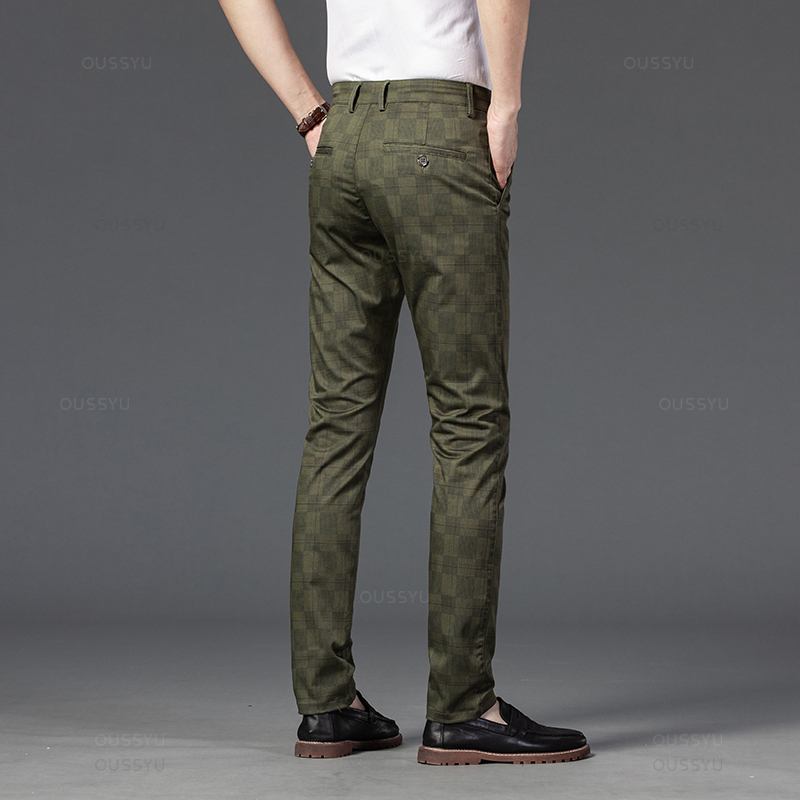 Pantalon à carreaux décontracté pour hommes, coupe couvertes, noir, bleu, rouge, style classique, vêtements de luxe, marque FJMale, affaires, nouveau, 2024