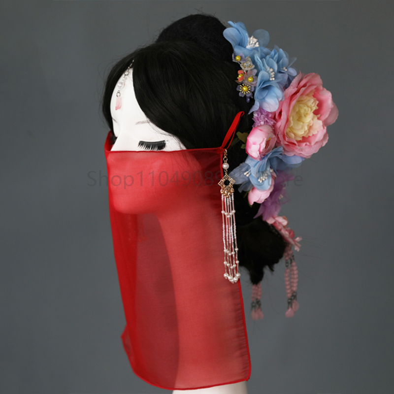 Voile Hanfu Antique en mousseline de soie, danse féerique, voile facial en maille, masque de protection solaire pour femmes, accessoires de Cosplay traditionnels chinois Hanfu