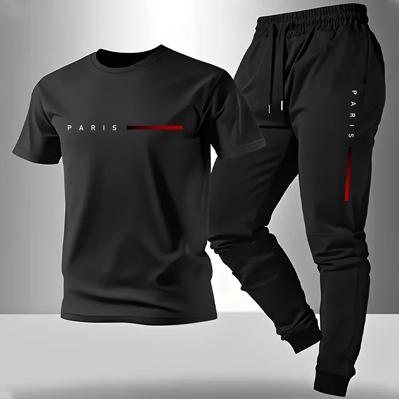 Nouvel Arrivage 2026 – Ensemble Sport Décontracté Homme : T-shirt et Pantalon de Survêtement Printemps-Été à Manches Courtes – Tenue Quotidienne Tendance pour Homme