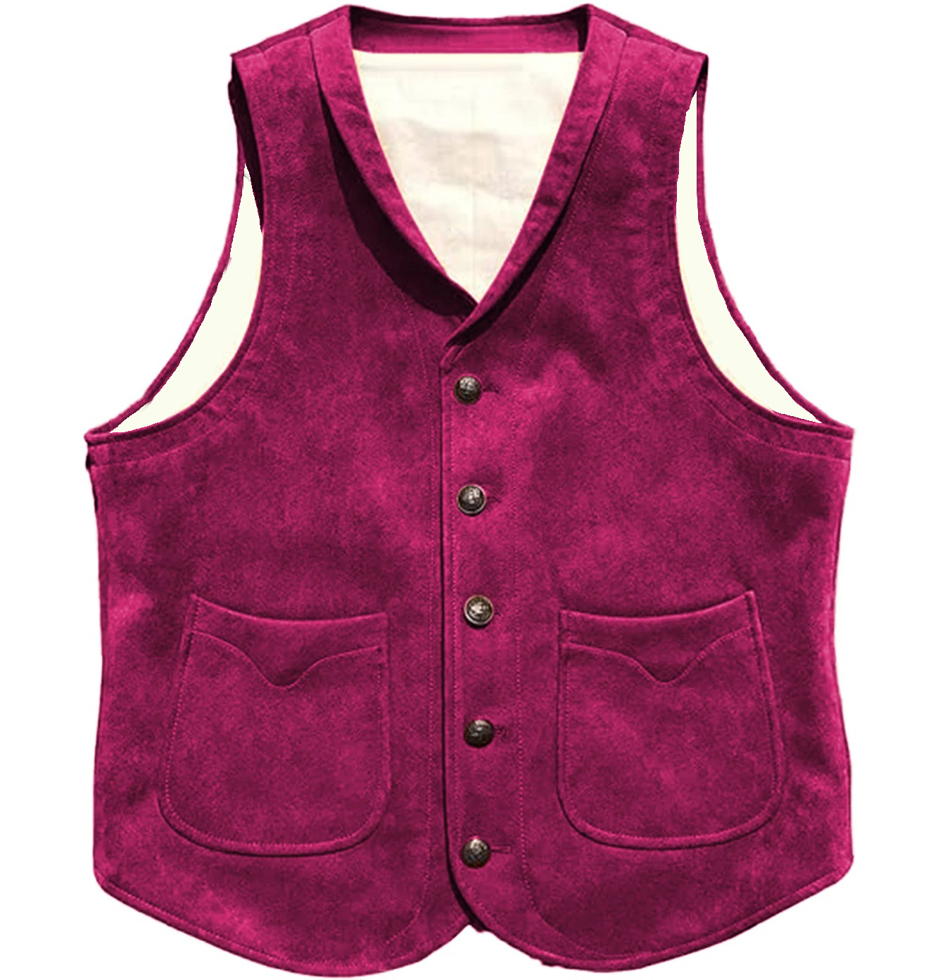 Gilet de Costume Homme en Daim Marron, Coupe Slim, Col Revers, Double Boutonnage, Style Business et Décontracté, Idéal pour Mariage et Cérémonie