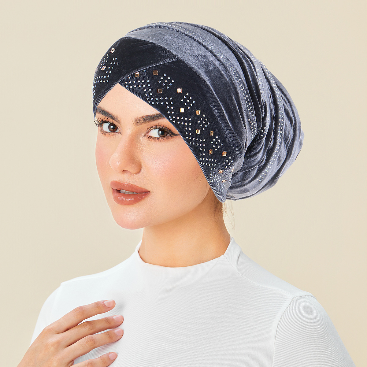 Chapeau Turban brillant de luxe pour femmes, bonnet à strass, casquette de chimio, foulard musulman, enveloppe de cheveux, couvre-chef Bandana