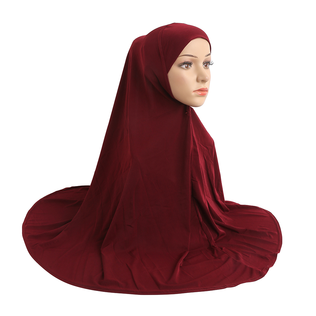 H023 adultes grande taille 90*80 cm plaine prier hijab musulman hijab écharpe islamique foulard chapeau armia tirer sur bandeau